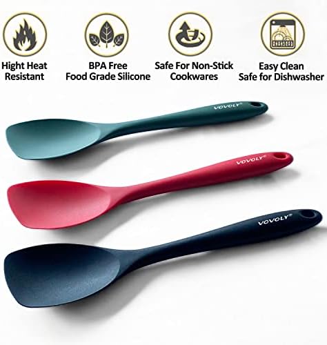 Vovoly Silicone Spatula Spoon Set, 11 IN, Assorted, Spoonula Heat