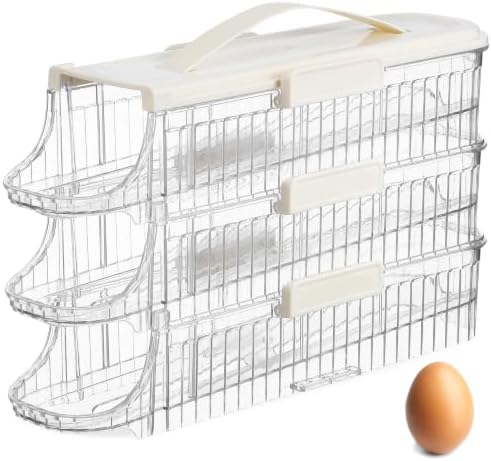 Rotating Egg Dispenser PET Tray, Three Layer Fridge Organizer Bin