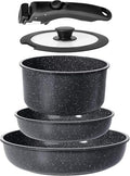 GiPP 5PCS Ceramic Pots and Pans Set Nonstick Detachable Handle