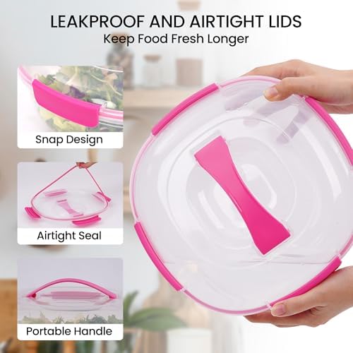 LISI Salad Bowls Set with Airtight Lids, BPA-Free, Leak-Proof Plastic