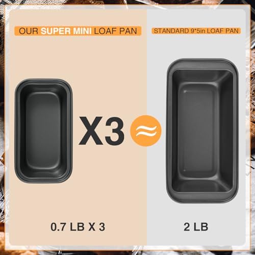 12PCS Mini Loaf Pans for Baking Bread, 6 X 3 X 2 in Nonstick Mini