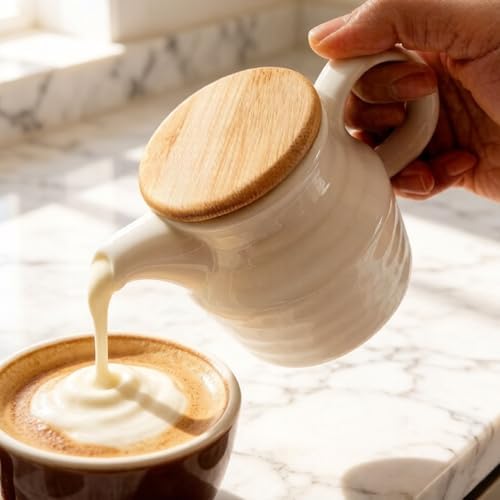 Ceramic Sugar and Creamer Container Set,12oz Cream Pitcher and 7.5oz