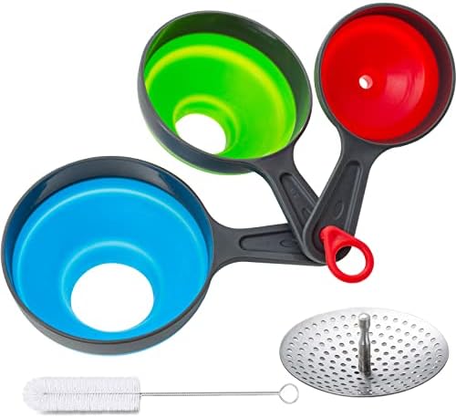 Kalave Canning Funnel with Strainer, Food Grade Silicone Collapsible
