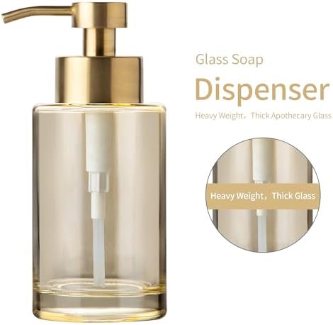 Enra Gold Foaming Soap Dispenser, Thick Glass Bathroom Hand Soap