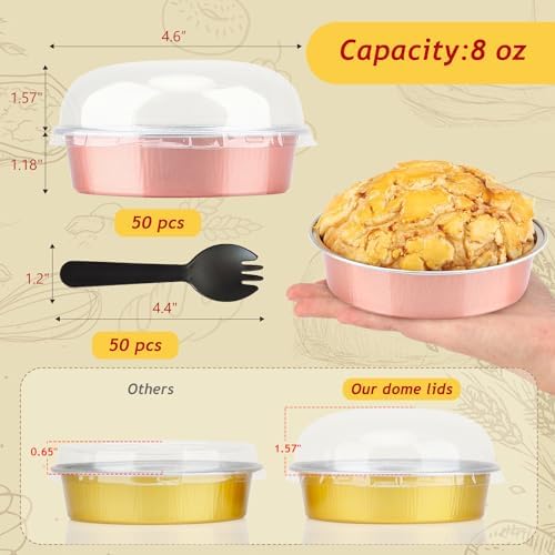 LNYZQUS 8oz Mini Pie Tins with Lids 50 Pack, 4 Inch Individual Cake
