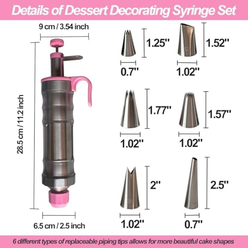 Dessert Decorating Syringe Set,Cake Decorating Tool,6 Piping Icing