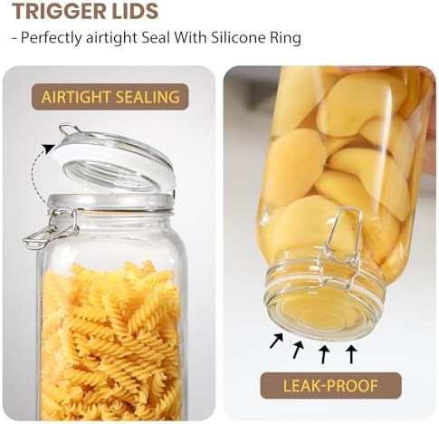 VITEVER [Taller] 92oz Glass Jars with Airtight Lid, Large Glass Food