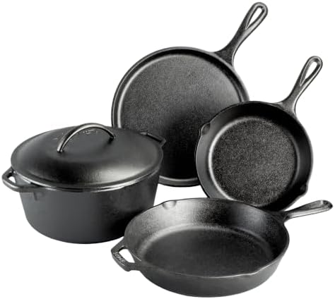 Lodge Cast Iron 5-Piece Set, PFAS-Free Pre-Seasoned Kitchen Set