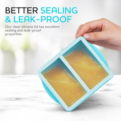 XOMOO Silicone Freezer Trays with Lids, 1 & 2‐Cup Portion, 4 Pack