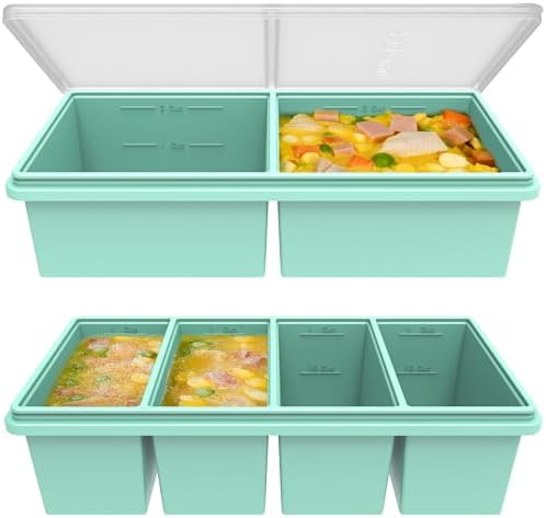 Silicone Soup Freezer Molds with Lids, 2 Cup & 1 Cup Combo, 2 Pack