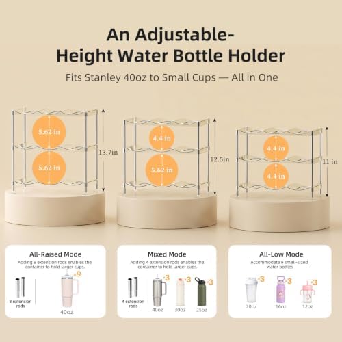 Stackable Water Bottle Organize for Stanley 40oz Tumbler with Handle