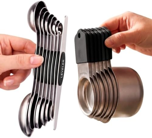 EDELIN Magnetic Measuring Cups and Spoons Set, Black, 15 Sets