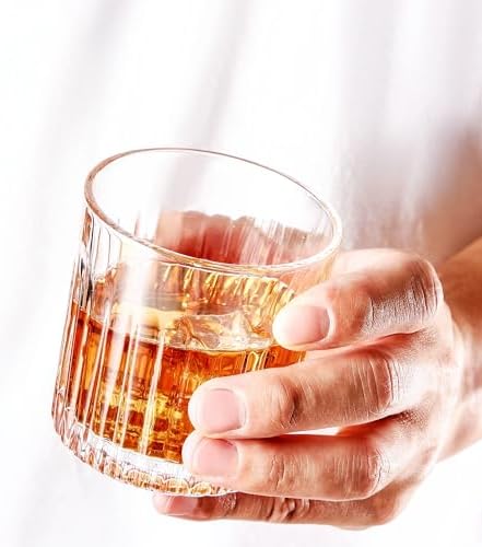 GLASKEY Whiskey Glasses Set of 4,Lead-Free Crystal Old Fashioned
