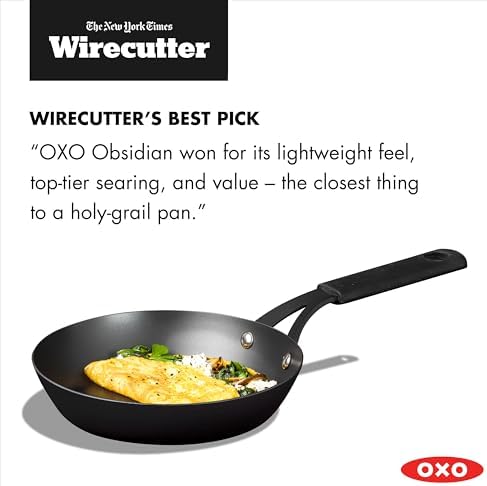 OXO Obsidian Pre-Seasoned Carbon Steel, 8" Frying Pan Skillet with