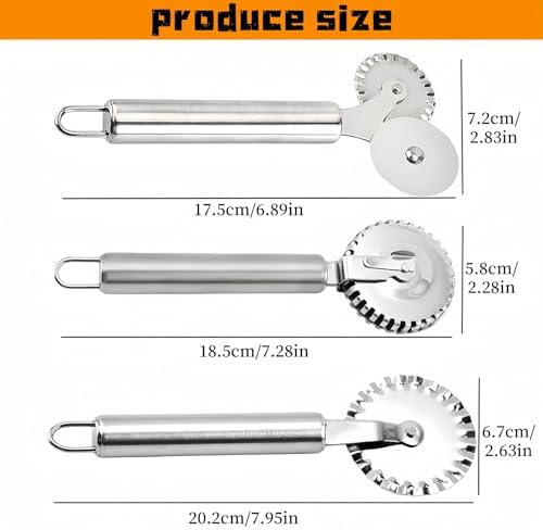 3 PCS Stainless Steel Pastry Wheel Cutter,Ravioli Cutter, Pizza Cutter