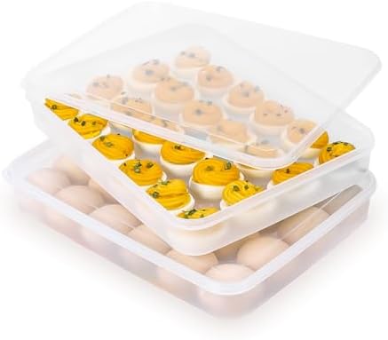 Deviled Egg Containers with Lid, Set of 2, 48 Eggs