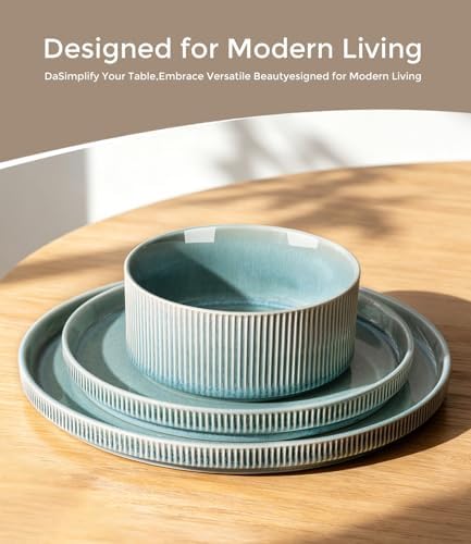 GBHOME Stoneware Dinnerware Sets for 8, 24-Piece Plates and Bowls Set