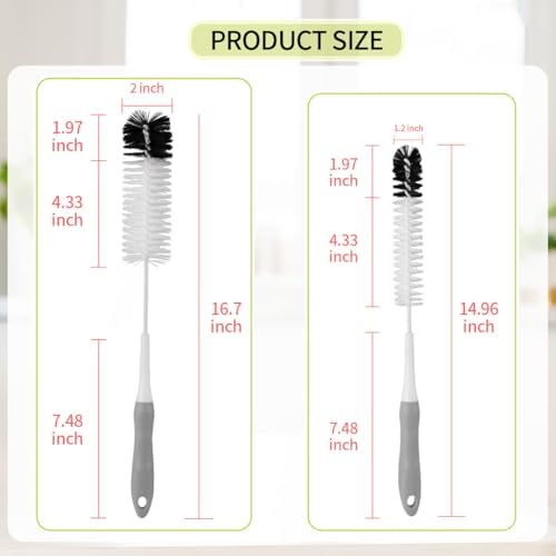 Bottle Brush Cleaner Set-Long Bottle Cleaning Brush for Narrow Neck