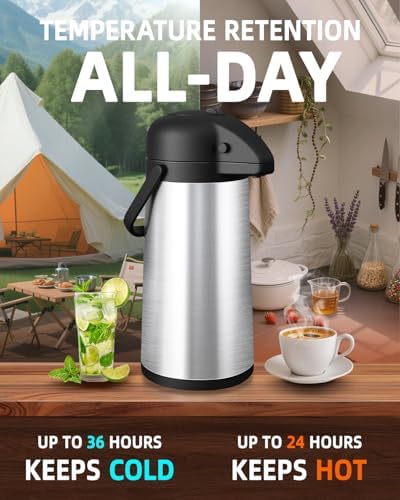 Esemoil Coffee Carafe for Keeping Hot, 102oz/3L Large Capacity Airpot
