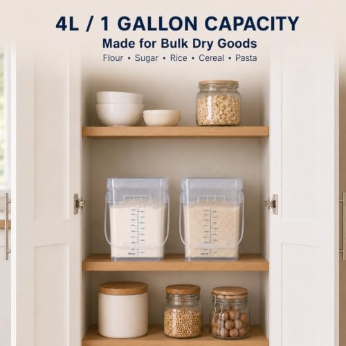 ASEVAT 2 Pack 1 gallon (4L/4.2 Qt) Square Food Storage Containers with