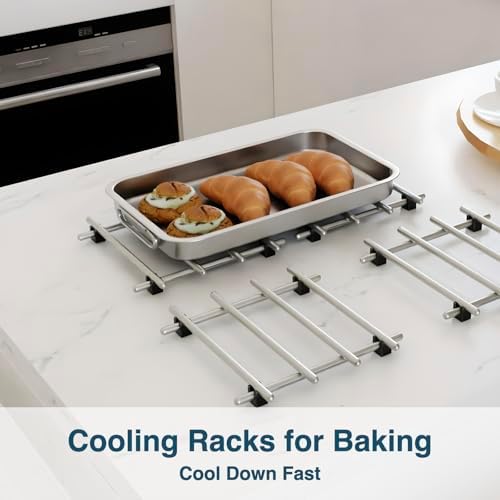 4Pcs Stainless Steel Trivet for Hot Dishes, Lightweight Metal Trivets