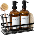 Dish Soap Dispenser Set with Sponge Holder, 16.9 fl oz, Amber