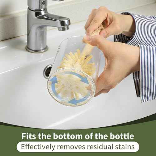 SAMEBUTECO Bamboo Cup Cleaning Brush Set of 2, 11.3 Inch