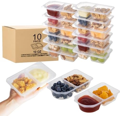 TAIHUIMY 10 oz Reusable Snack Containers with Lids for Kid, 2