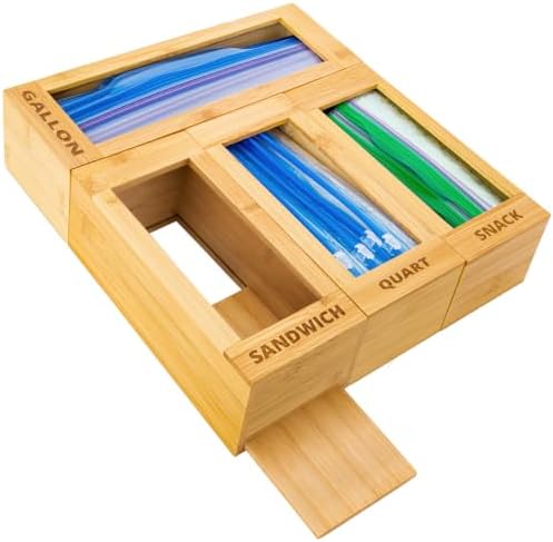 mHomeAid Bamboo Bag Storage Organizer for Kitchen Drawer