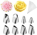 Kasmoire 8 Pcs Rose Flower Piping Tips Set,Petal Icing Tips with