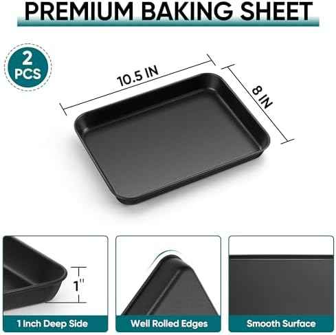 E-far Baking Sheet Set of 2, 10.5" x 8" x 1" Cookie Sheet Pan for