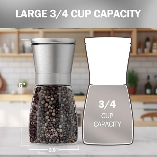 Home EC Stainless Steel Salt and Pepper Grinder Set, 2 Pack