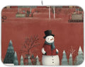 OTVEE Snowmen Red Barns Dish Drying Mat for Kitchen Counter Absorbent