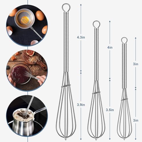 Walfos Mini Whisk,304 Anti-Rust Small whisk,Sturdy Stainless Steel