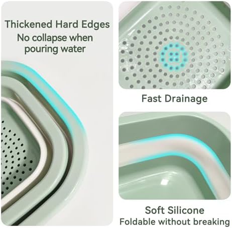 2 in 1 Collapsible Colander and Wash Basin Set, 8QT, Blue