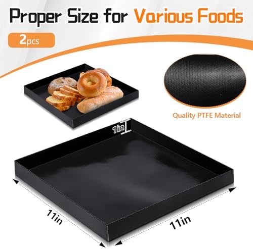 Teenyyou 2 Pcs 11'' x 11'' x 1'' PTFE Solid Nonstick Oven Basket Trays