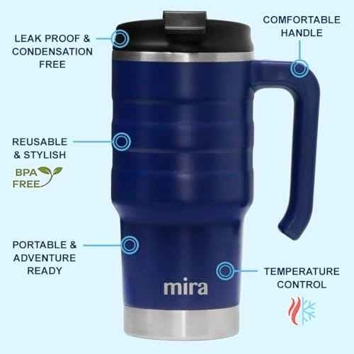 MIRA 20 oz Insulated Travel Mug - Stainless Steel Coffee Cup with