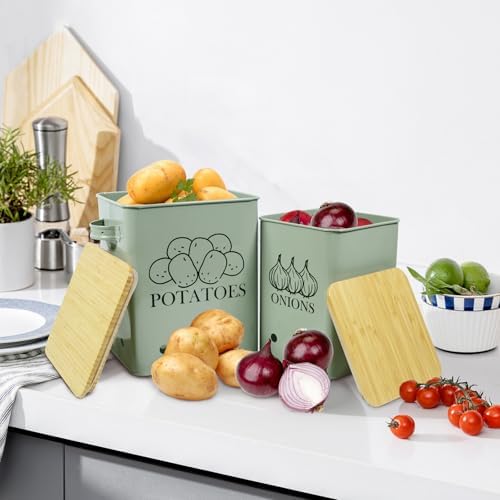 Potato and Onion Storage Bin, Onion Holder with Onion Slicer, Potato