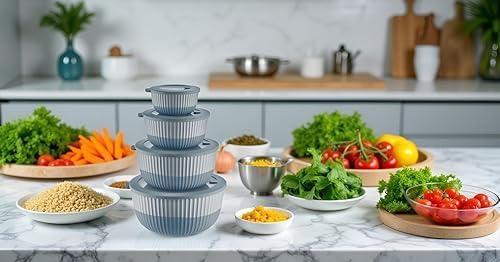 Mixing Bowls with Lids, 8-Piece Airtight Leak-Proof Nesting BPA-Free Bowl Set - Image 8
