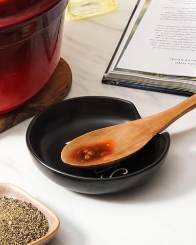 LE TAUCI Ceramic Spoon Rest for Stove Top, 5 Inch Spoon Holder for
