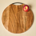 Wooden Round Serving Platter Tray 14'' with Metal Handle | Handmade