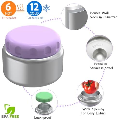 Bento Lunch Box Set for Kids with 8oz Soup Thermo, Leak-Proof Lunch