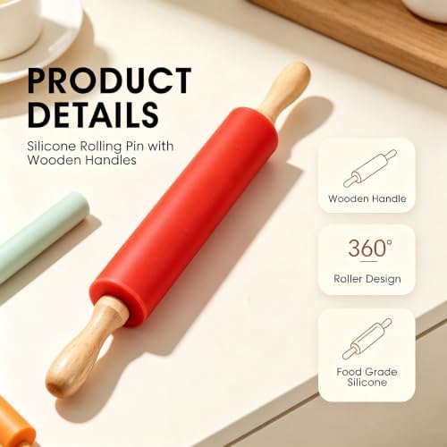 6 Pack Small Rolling Pin for Kids, 12 Inch Non-Stick Food Grade