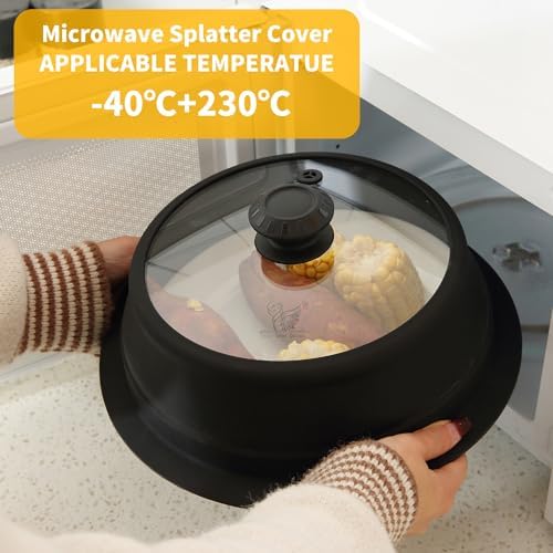 Collapsible Microwave Splatter Lid with Vented Tempered Glass Cover
