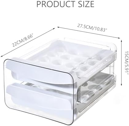 Egg Holder 40 Grids Egg Storage Drawer Container for Fridge Clear