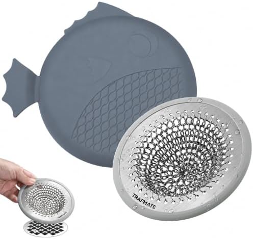 TRAPMATE Shower Drain Hair Catcher, Patented Bathtub Stopper Drain