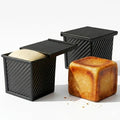 Mini Pullman Loaf Pan with Lid, 2-Pack 4 Inch Pan, Black