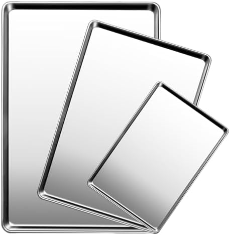 Baking Sheet Set of 3, Stainless Steel Cookie Sheet Baking Sheet Pan