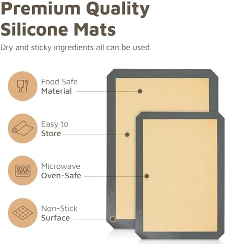 4 Pack Silicone Baking Mat, 2 Half and 2 Quarter Size