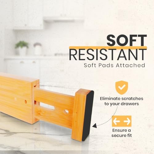 Adjustable Bamboo Drawer Dividers, Drawer Organizer for Kitchen